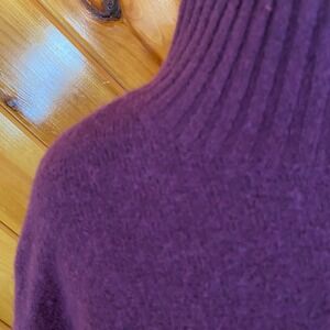 L.L. Bean Women's 1X Plus Plum Purple Mock Neck Cotton Wool Blend Sweater 521067